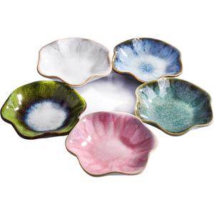 Set of 5 Ceramic Condiment Dishes, Sushi Dish Dipping Bowls for Soy Sauce, Sushi, 4-Inch Diameter, Assorted Colors for Kitchen Serving