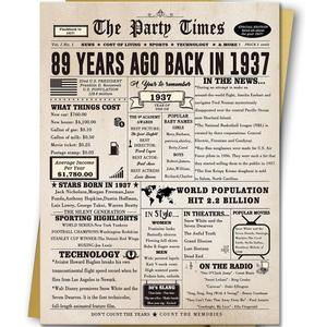 5 x Funny 89th Birthday Card Gifts for Him Her Men Women, Retro Design, 10.6 x 7.9 inches