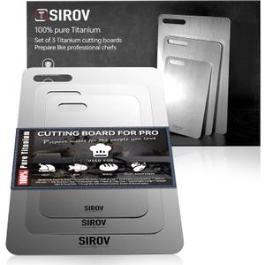 Titanium Cutting Board, 100% Pure Titanium Cutting Boards For Kitchen, Best Non Toxic Chopping Board, Dishwasher Safe, Hygiene And Durability For Meat, Fruit, And Vegetables (Set Of 3)