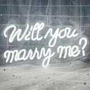 Will You Marry Me Neon Sign, LED Neon Light for Proposal Engagement Art Decor, Marry Me Neon Signs for Engagement Wedding Valentines Day Girlfriend Party Bedroom Wall Hanging Decoration (White)