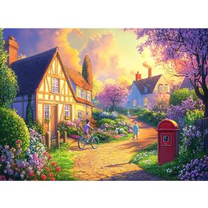 500 Piece Puzzles for Adult, Countryside Jigsaw Puzzle 500 Pieces for Adults Senior, Beautiful Village Sunset House Jigsaw Puzzles, Challenging Puzzle Perfect Game Nights 20.5 X 15 in