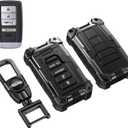 Heavy Key Fob Cover for Acura, Keychain, Metal Silicone Key Fob Case Compatible with Acura MDX 2014-2020,Acura RDX 2015-2021, ILX RLX TLX 2015-2022 (Black, S Buckle)