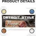 Detroit Style Pizza Banner Sign 18 Inch x 48 Inch | 13 oz Vinyl with Metal Grommets | Heavy-Duty Single-Sided Outdoor Durable Printed High-Quality Weatherproof | Made in the USA