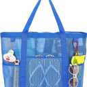 Fammart Mesh Beach Bag with Zipper, Large Beach Tote for Women, Toys Pool Swim Bag Travel Vacation Cruise Essentials