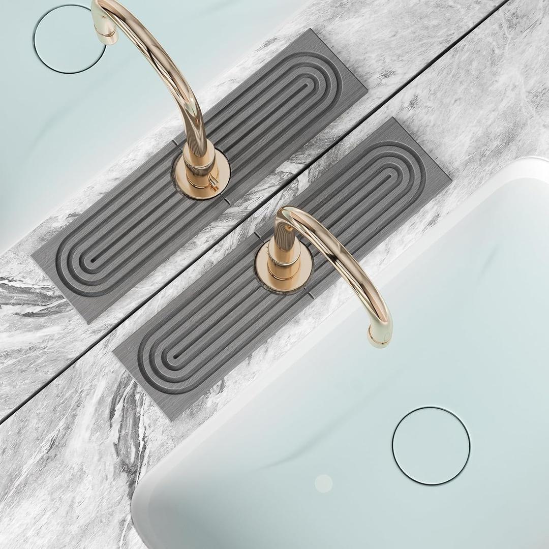 Premium Diatomite Stone Drying Mat for Kitchen Counter, Faucet Mat for Kitchen Sink, Sink Protector & Splash Guard, Quick-Dry Kitchen Sink Mat,Super Absorbent (Gray, 15.8"x4")