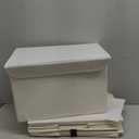 Large 22 Quart Linen Fabric Foldable Storage Bin Cube Organizer Basket with Flip-Top Lid & Handles, Clothes Blanket Box for Home, Office, Closet, White, 4 Pack 14.6 x 9.5 x 9.5