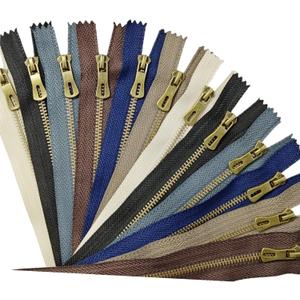 Wonesifee Metal Zippers 12pcs #3 Antique Brass Close-end Non-Separating Zippers Assorted Colorful for Purses Bags Pockets Handbags DIY Sewing Craft Mixed 6Colors 2pcs Each (6colors, 10inch-12pcs)