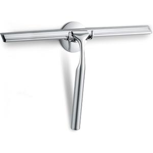 Shower Squeegee for Glass Doors, 12" Stainless Steel Squeegees for Shower Doors, Bathroom, Window and Car Glass, All-Purpose Cleaning Squeegee with Matching Hooks Holder, 1 Replacement Squeegee Blade (12-Inch, Silver)
