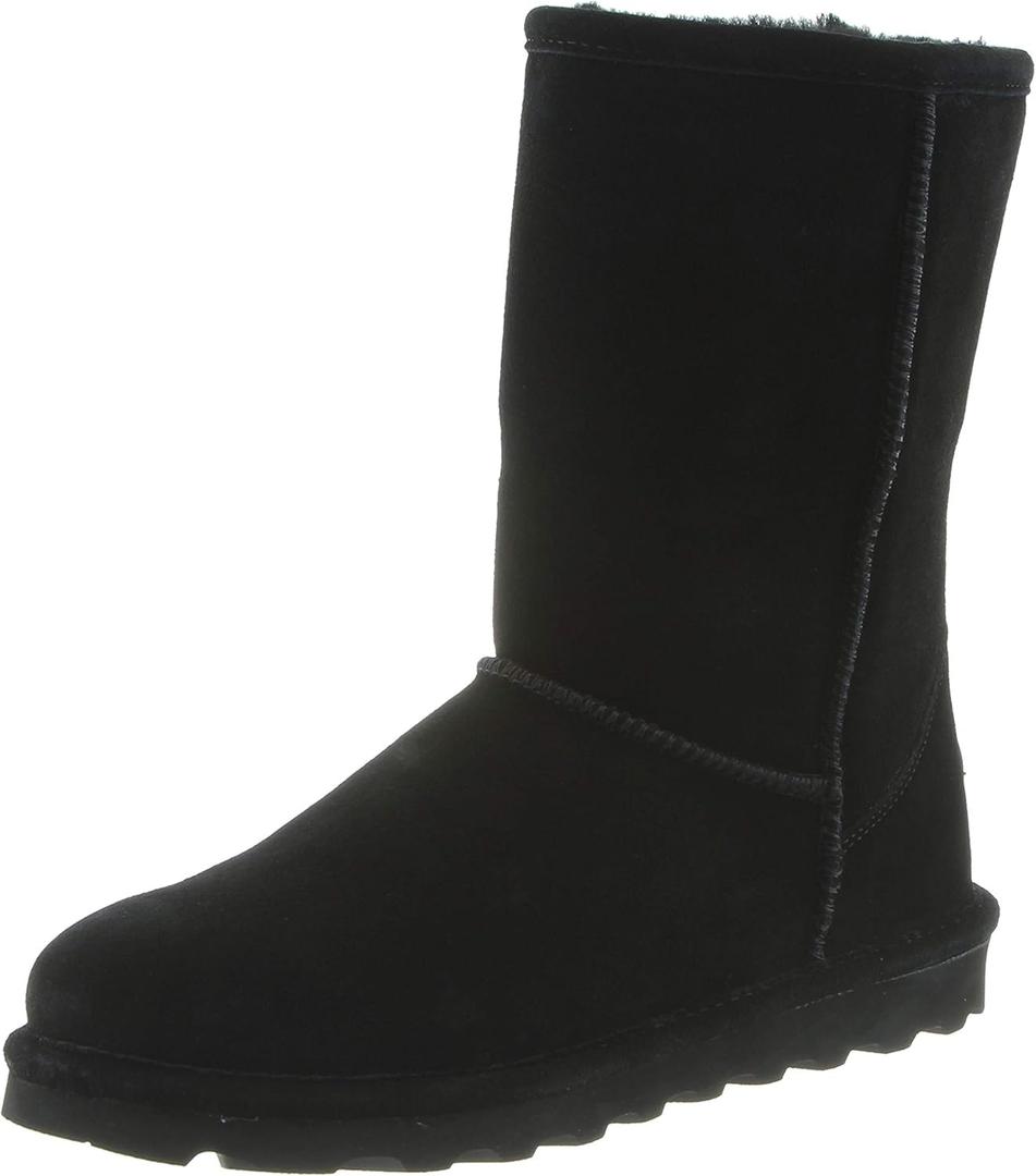 BEARPAW Women's Elle Short Multiple Colors | Women's Boot Classic Suede | Women's Slip On Boot | Comfortable Winter Boot (6, Black Ii)