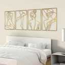 Glamativity Large 4 Pack Gold Wall Art, Minimalist Single Line Art, Real Metal Wall Art, Woman's Body Shape Abstract Art (Gold Elegant Style, L Size 22.5 x 15.7'')