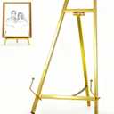 16.5" Metal Easel Stand for Sign Elegant Table Top Easel for Display, Heavy Duty Tabletop Picture Easel Stand for Wedding Sign, Picture Frame, and Art (Gold)