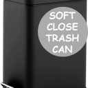 Homie Soft Close, Slim Trash Can 3.2 Gallon with Anti - Bag Slip Liner and Lid, Use as Mini Garbage Basket, Slim Dust Bin, or Decor in Bathroom, Restroom, Kitchen, or Bedroom (Matte Black) (12L / 3.2 Gallon)