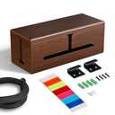 HomeBliss Large Cable Management Box-Stylish Wire Organizer, Wire Concealer and Wire Management Box-Wire Management Box with Protective Sleeve (Brown)