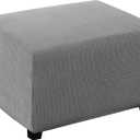 Turquoize Stretch Ottoman Cover Ottoman Slipcover Sofa Cover Footstool Protector Storage Ottoman Covers Furniture Protector Soft Rectangle slipcover with Elastic Bottom (Large, Dove)