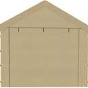 10x20 Carport Replacement Sidewall, Front Panel Canopy Entrance Panel with Zippers and Elastic Ball Bungees, 180G PE Waterproof & UV Protected Replacement Sidewall Cover, Beige