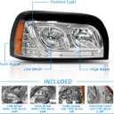 Headlights Assembly For Freightliner Century 2004 2005 2006 2007 2008 2009 2010 2011 2012 2013 2014 2015 Pair Set Halogen Headlamp SAE/DOT Approved，Black Color