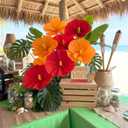 Glenmal 6 Pcs Hawaiian Paper Hibiscus Flowers 15.8 in Hawaii Summer Party Flower Decoration Large Hanging Flowers for Tropical Birthday Party Favors Supplies Tabletop Decor(6 Pcs,Hibiscus)