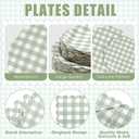Funnymoom 400 Pcs Gingham Party Supplies for 50 Guests Green and White Paper Plates and Napkins Knives Spoons Forks Cups Disposable Checkered Dinner Party Set Cutlery for Baby Shower Wedding Favor