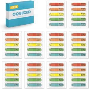 CoguZed 1000 Pcs Sign Here Tabs Arrow Flags Set - Sticky Index Markers for Notary Documents, Contracts & Books, Multi-Colored