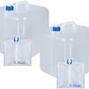 UMETASS 2 Pack Collapsible Water Container with Spigot, Foldable Cube Water Jugs Portable Water Storage for Outdoors Camping Hiking Disaster Preparedness & Survival Gear , 5.3 Gallons