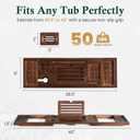 Teak Bathtub Tray, Bath Caddy with Wine Glass Holder, Phone Dock & Book Stand | Hands-Free Reading & Ultimate Spa Relaxation Experience-Brown
