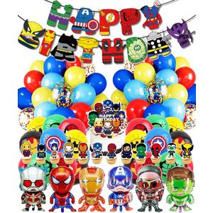 Birthday Decoration, Birthday Party Supplies, birthday Banner, Balloons,Toppers Cake Toppers,6 Pcs Large Foil Balloons for Kid's boy Girls (Hero-3)