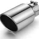 Exhaust Tip 4" Inlet 6" Outlet 12" Long, High Performance Stainless Steel, Rustproof Polished Finish, Rolled Angle Cut, Bolt-On Diesel Tail Pipe, Universal for Car Truck