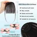 NAYOO Clip in Bangs - 100% Human Hair Wispy Bangs Clip in Hair Extensions, Brown Black Air Bangs Fringe with Temples Hairpieces for Women Curved Bangs for Daily Wear (Wispy Bangs, Brown Black)