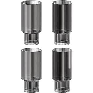 American Atelier Vintage Art Deco Fluted Drinking Glasses | Set of 2 | 11 oz | Modern Kitchen Glassware Set | Unique Cups for Weddings, Cocktails or Bar | Ribbed Glass Cup for Water
