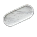 Bathroom Vanity Tray, Large Natural Marble Oval Sink Tray 10 Inch, Jazz White Limestone Dresser Tray for Soap Dispenser Modern Countertop Organizer for Kitchen Countertops, Home Decor