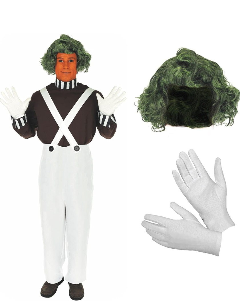 fun shack Mens Chocolate Factory Worker Costume, Chocolate Factory Costume, Candy Costume Adult Men, Movie Character Costumes L