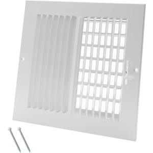 8 x 8 Inch [Duct Opening] Air Vent Covers for Wall or Ceiling - High Airflow 2 Way Steel Ventilation - Adjustable Wall/Ceiling Register, 9-3/4 Inch x 9-3/4 Inch [Overall Dimensions]