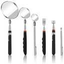 6 Pieces Telescoping Inspection Mirror Mechanic Magnet Stick Magnetic Pick Up Tool Round Mirror Inspection Tool Adjustable Telescoping Mirror 1.5 lb, 8 lb, 10 lb Telescope Tools for Men, Dad, Husband