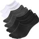 WHISPER DEER No Show Socks Men Invisible Low cut Loafer Sneaker Socks Non-Slip (Size XL 12-15) Color: 2white+2black+2grey