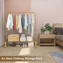 JIUYOTREE Metal 43.3 Inches Garment Rack with Bottom Shelf Clothing Rack for Hanging Clothes Coats Skirts Shirts Sweaters Gold