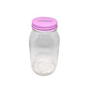 Large Coin Bank Jar Tip Jar with Slotted Gold Lid Holds Over $700 in Coins-...