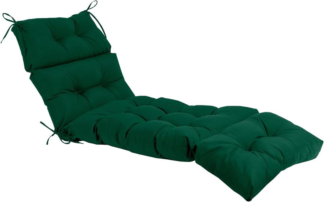QILLOWAY Indoor/Outdoor Chaise Lounge Cushion, Replacement Pool Cushions. (Mallard/Forest Green) (Mallard / Forest Green)