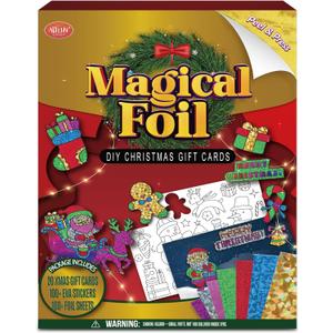 ATFUNSHOP Christmas Crafts for Kids - Magical Foil DIY Christmas Gift Cards - No Mess Xmas Art Activities Kit for Ages 4 5 6 7 8 9 - Fun & Ideal Stocking Stuffer & Christmas Gift for Boys & Girls
