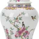 fanquare Porcelain Airtight Canister for Loose Tea Vintage Chinese Ripe Peach Style Ceramic Spice Jar Kitchen Storage Caddy Large Sugar Jar, Vase for Dcor