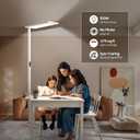 80" LED Floor Lamp Modern, 7500LM Dimmable Eye-Care Tall Reading Light, 100W Full Spectrum Dual Light Source Standing Piano Lamp 4000K Bright Lighting for Office, Home - White