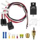 Ronybuy Electric Fan Relay Kit 40 AMP Automotive Relay Thermostat Switch Kit for Radiators Fans Temperature Sensor Switch 185 On 175 Off, Waterproof 12V Electric Cooling Fan Relay Switch Wiring Kit