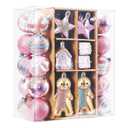 SHareconn 65pcs Christmas Tree Ornaments Set, Shatterproof Christmas Gingerbread Man Balls Bulk Gift Boxes, Hanging Plastic Decorative Baubles for Xmas Trees Decorations, Holiday Party, Macaron