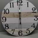 Large Wall Clock for Living Room Decor24 Inch Blue Round Wood Clock for Bedroom,Coastal Vintage Rustic Clock for Farmhouse Kitchen