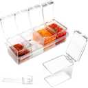 PNDID Clear Seasoning Box, 4 Piece Seasoning Rack Spice Pots, Plastic Storage Container Condiment Jars with Lids and Spoon, Storage Container Spice Jar for Salt Sugar Tea Herbal Coffee Beans 2 Pack