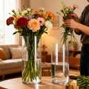 2 Pack Acrylic Cylinder Vases, Non-breakable Vase for Centerpieces, 8,14 inch Tall Clear Flower Vase Bulk Floating Candle Holder for Wedding Table Home Decor