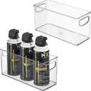 iDesign Plastic Stackable Pantry Bin - Storage Bin with Handles for Cabinets or Fridge - Set of 2 - Clear