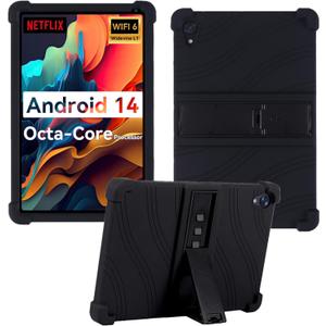 Case for Urao C107 Tablet, Kids Friendly Soft Silicone Adjustable Stand Cover for Urao C107 10.1 inch Tablet (Black)