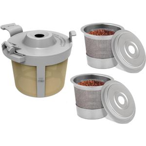 2 Stainless Steel Reusable Coffee Pod & 1 Coffee Basket for Ninja PB051, White