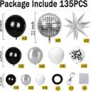 Black Silver Balloons Arch Garland Kit, Black Silver White Balloons Disco Ball Balloons Arch for Disco Party Christmas 2026 New Year's Eve Birthday Graduation Anniversary Decorations