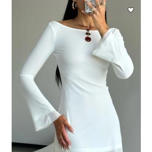 Lukea Long Sleeve Mini Dress White (S)